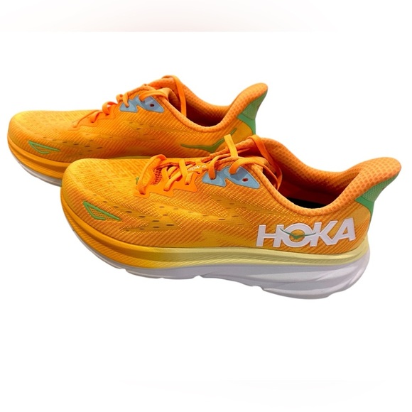 HOKA Clifton 9 Men’s Orange and Green Running Shoes Sneakers - Picture 11 of 13